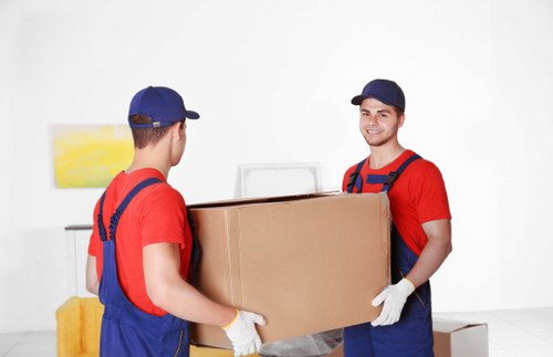 Preparation checklist scene for a move in Barnes with packed boxes and labels