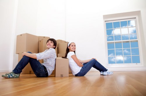 Commercial removals team relocating office equipment in Barnes