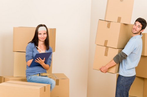 Boxes and household items being loaded during a local Barnes removal service